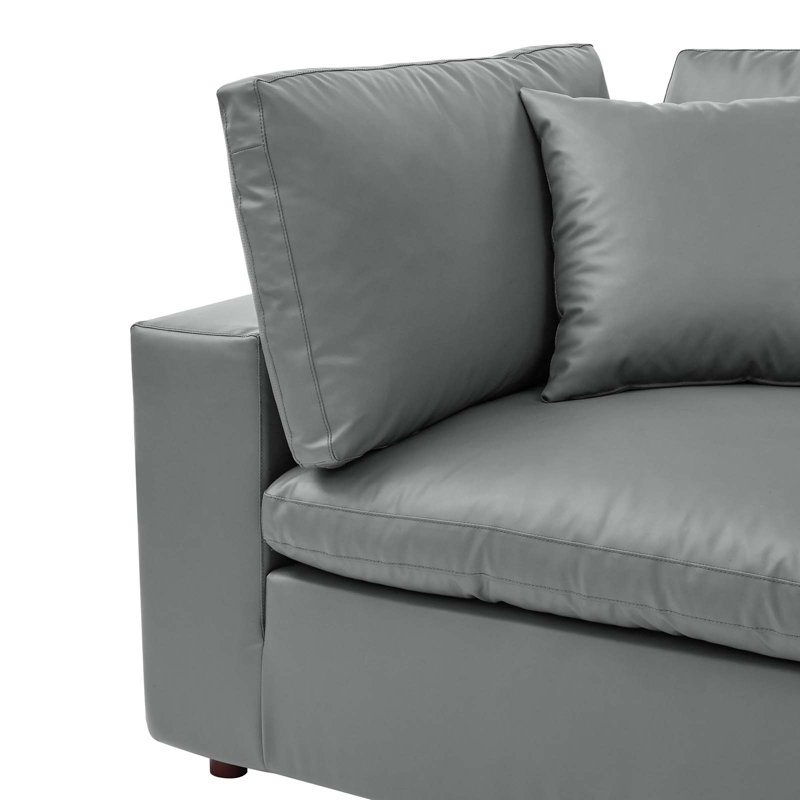 Chaise de coin en cuir Vegan, Similicuir gris