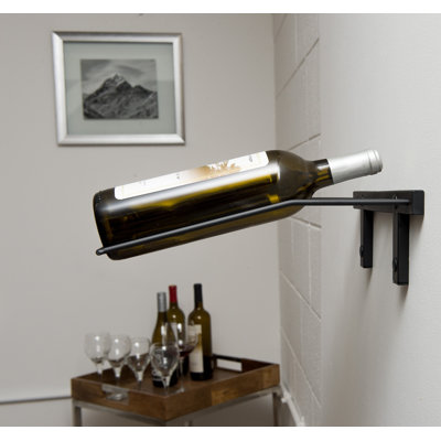 Indurial 3-Bottle Wall-Mounted Metal Presentation Wine Rack in Brushed Nickel - 13" Wide
