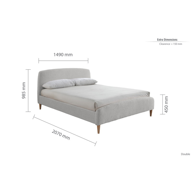 Beanfields Upholstered Bed Frame, Double (4'6), Grey