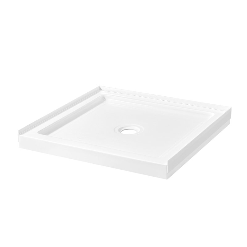 OVE Decors 38 po X P 36 po D Base de douche carrée, bonde centrale, acrylique blanc, conception réversible