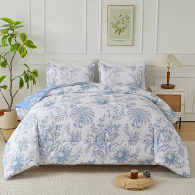 Ensemble d'édredon 2 pièces pour lit simple, 1 édredon + 1 taie d'oreiller assortie, options de style extrêmement diverses, literie confortable de 4,30 lb pour la chambre à coucher / dortoir, 14,18 x 14,18 x 2,37 dans le paquet