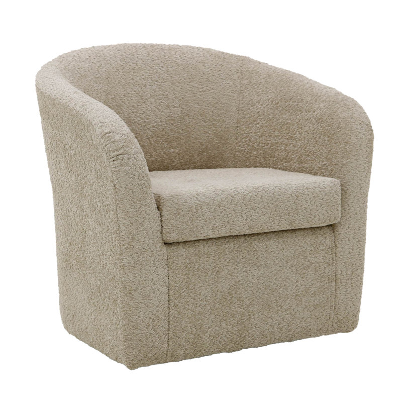 Fauteuil demi-tonneau pivotant en polyester 30,5 po Anrea, Mélange de polyester beige