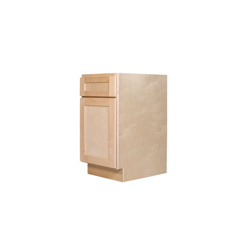 Unfinished Ready To Assemble Solid Wood Shaker Kitchen Trash Pull-Out Base Cabinet - 18" W x 34.5" H x 24" D - BT18