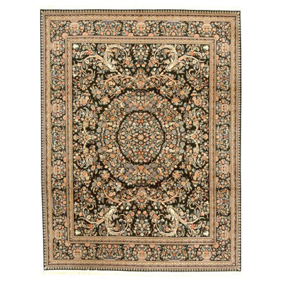Hand Knotted Wool Area Rug in Black