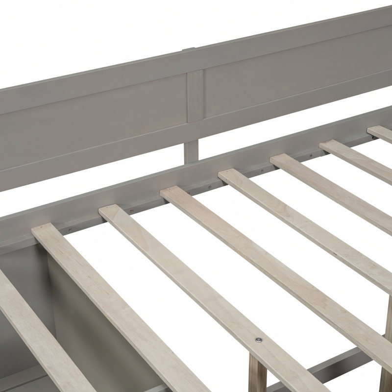 Lit de jour avec tiroirs et tablettes, Complet/Double, Gris