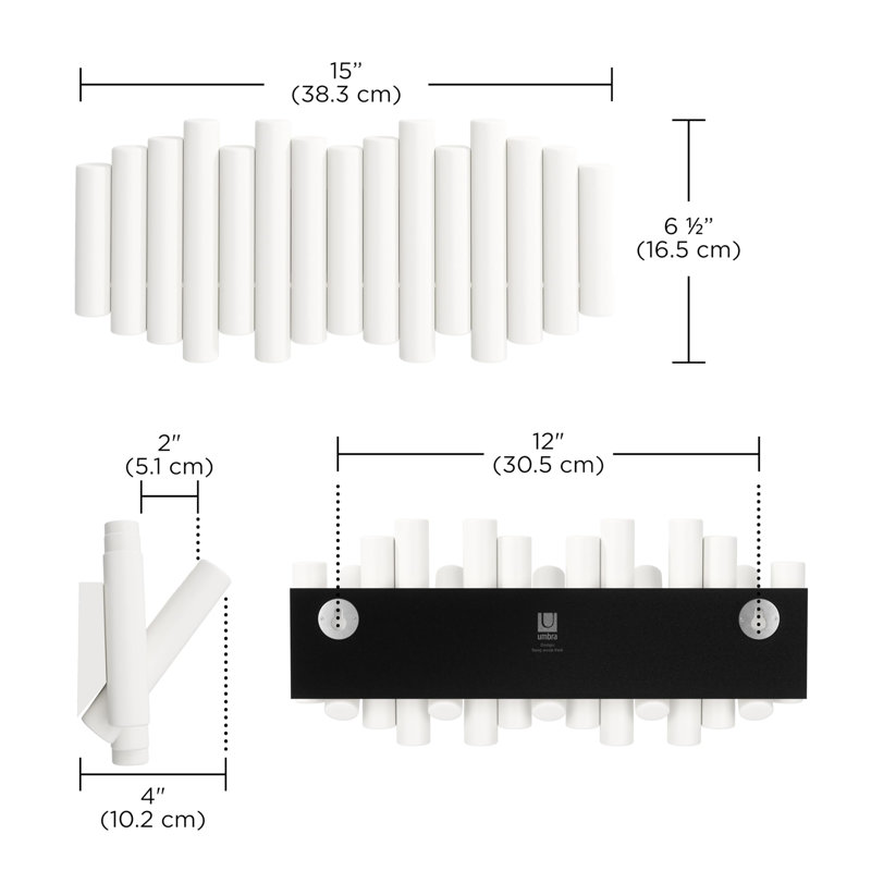 Picket Rail Hook Coat Rack, White