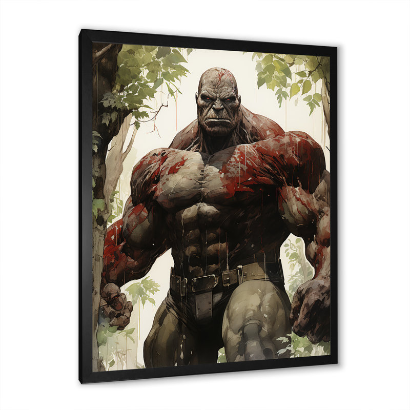 Art géant sanglant «Superhero II - Giants», Cadre simple noir, H 44 po x l 34 po x P 1,5 po