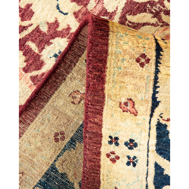 Tapis unique rouge / bleu noué à la main 7 pi 10 po x 10 pi 2 po Keenan