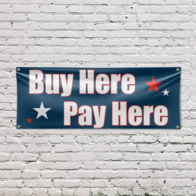 Buy Here Pay Here Banner Sign 18 Inch x 48 Inch