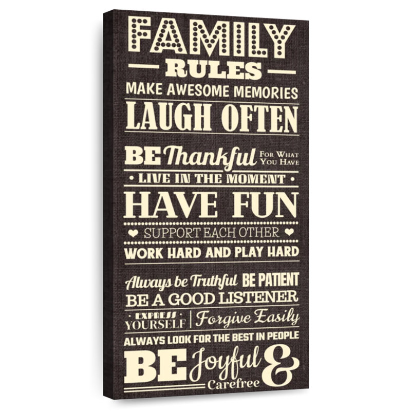 Panneau «Family Rules», H 24 po x l 12 po