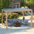 10' x 12' Meridian Louvered Pergola  Premium Cedar Wood Structure with Adjustable Aluminum Louvers and Built-In Gutter System for Outdoor Shade and Rain Protection