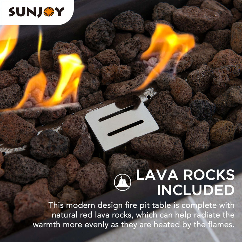 Sunjoy 44" Brown Ceramic Tile Gas Fire Pit Table