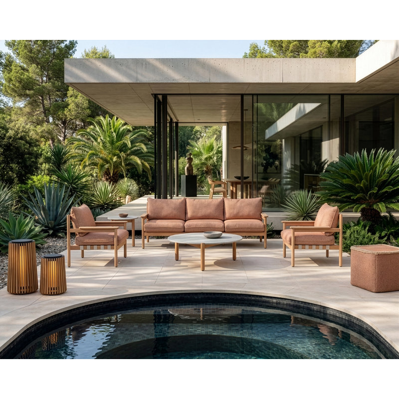 Oda Outdoor Round Coffee Table, 13.78" H x 28.35" W x 28.35" D, Shards