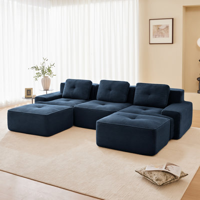 117" Modern U-Shaped Modular Sectional Sofa For Living Room