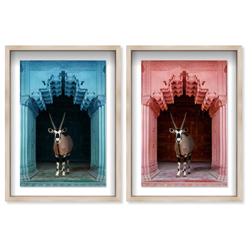 Whatsup Entrance Set of 2 Animals Shadowbox by Oliver Gal, 31.5" H x 21.5" W, Cream