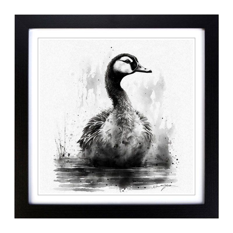 Goose Ink Wash - Framed Print, Black