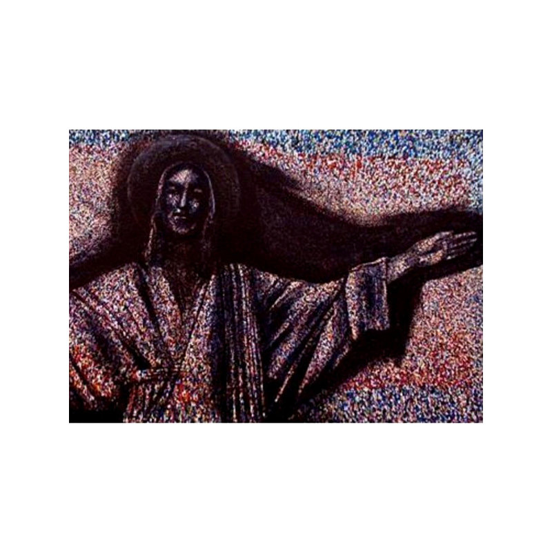 «Jesus», peinture acrylique par Ghanshyam Gupta - 27 po x 33 po, acrylique contemporaine sur toile, art mural spirituel et chrétien