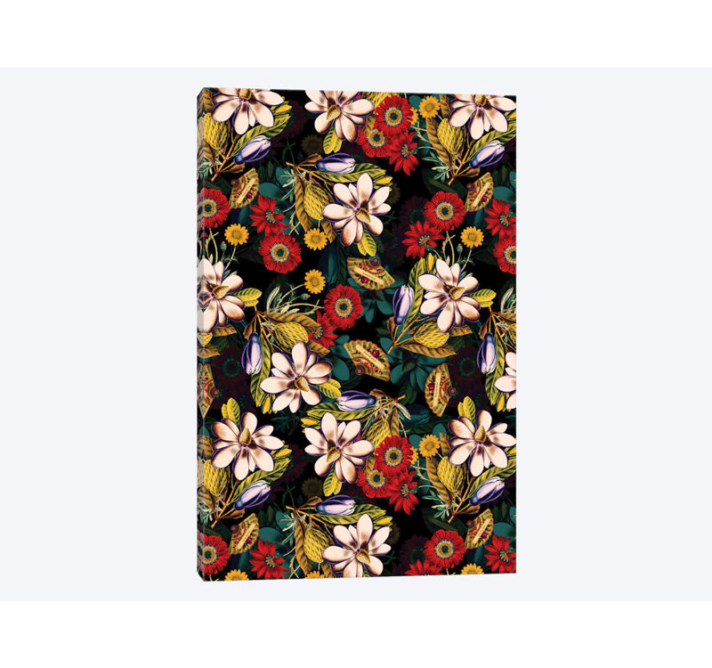 « japanese floral pattern » par burcu korkmazyurek, impression sur toile tendue, H 26 po x l 18 po x P 1,5 po, Pas de tapis