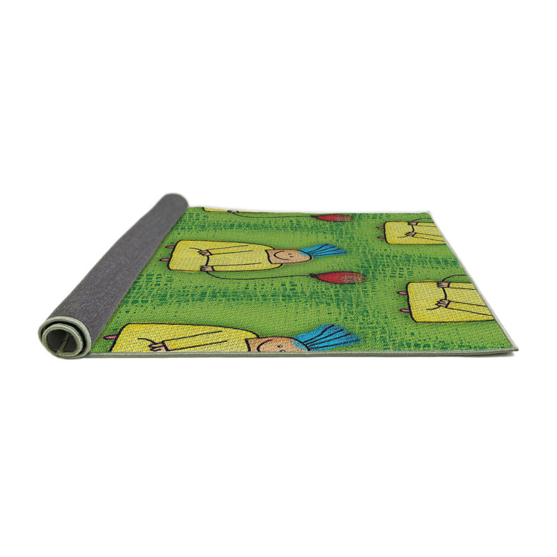 Tapis décoratif vert Pietrzak, Rond 6 pi