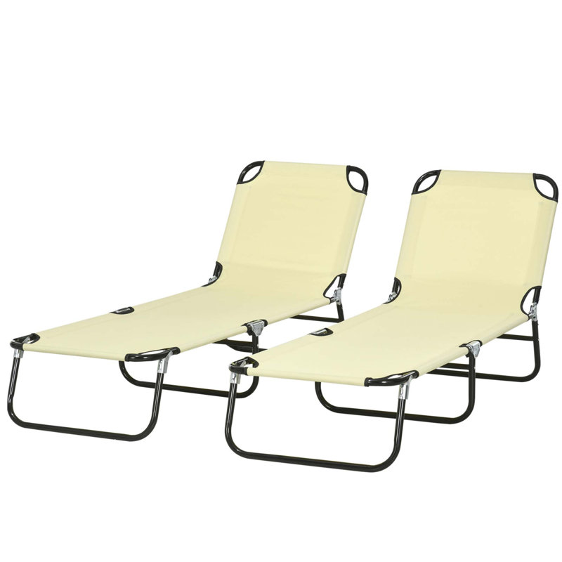 Ensemble de chaises longues pliantes avec confort inclinable à 5 niveaux