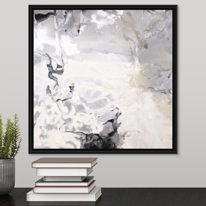 « tone on tone », peinture sur toile, Cadre flottant noir, H 17,7 po x l 17,7 po x P 1,75 po