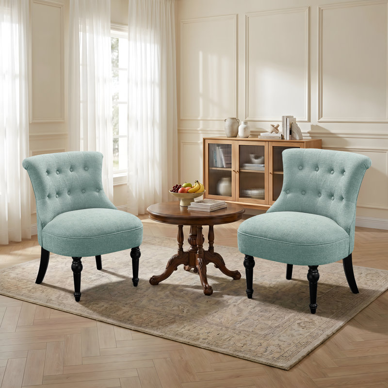 Chaise d'appoint d'appoint en chenille 24,4 po de largeur (ensemble de 2), Sarcelle