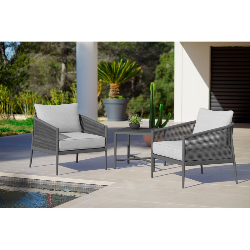 Catalina Patio Chair with Cushions, Ash Frame/Fog Cushion
