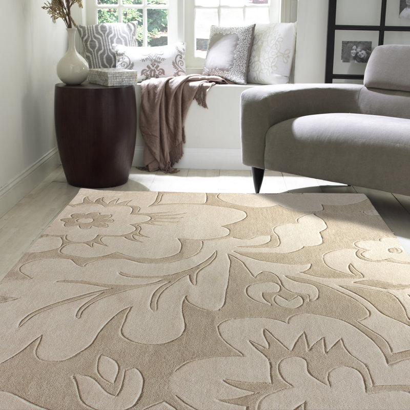 Tapis beige touffeté à la main Sepviva, Rectangle 5 pi x 8 pi