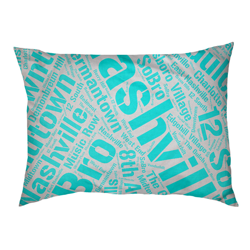 Coussin de chien « districts », Très grand (H 17 po x l 50 po x P 40 po), Cyan, Nashville