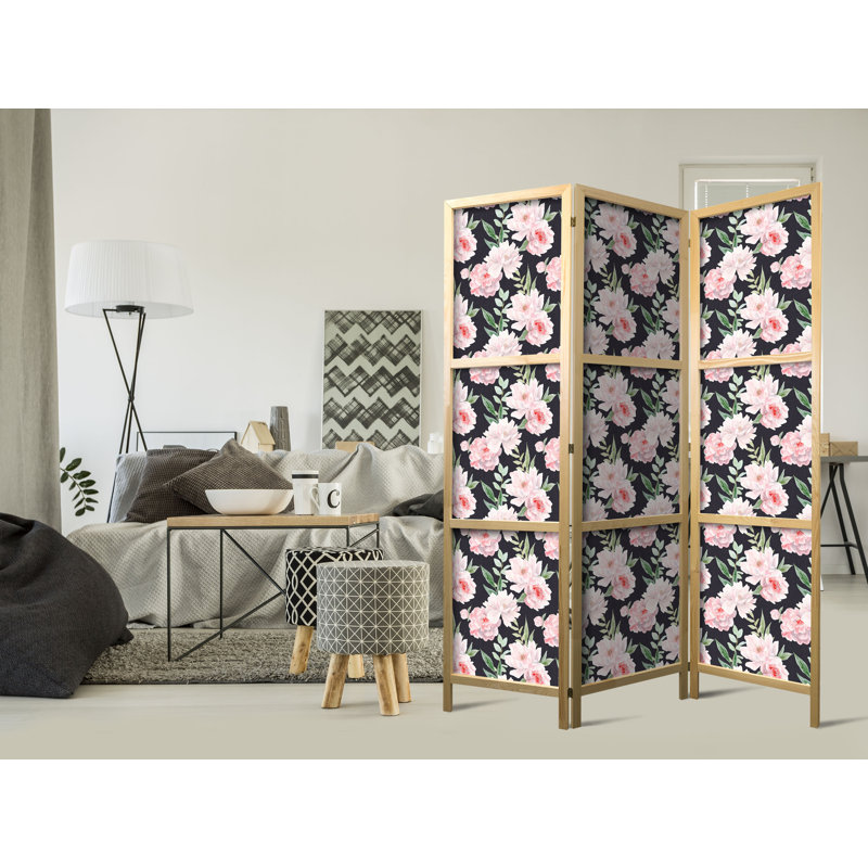 171cm H Solid Wood Folding Room Divider, 171cm H x 135cm W x 1.2cm D, 3