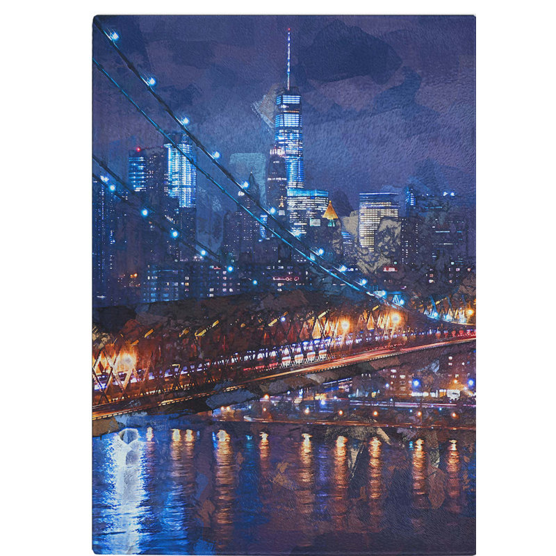 Tempered Glass View of New York City in Abstract Chopping Board, 20 cm W x 28.5 cm L