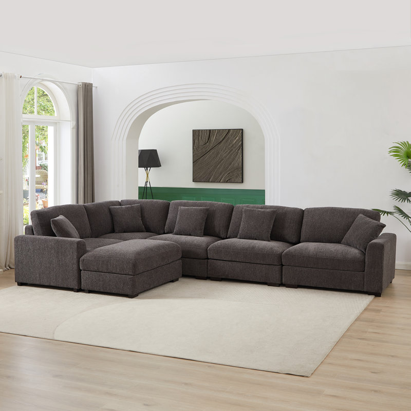 Ortensio Reversible Modular Corner Sectional, Dark Gray 100% Polyester