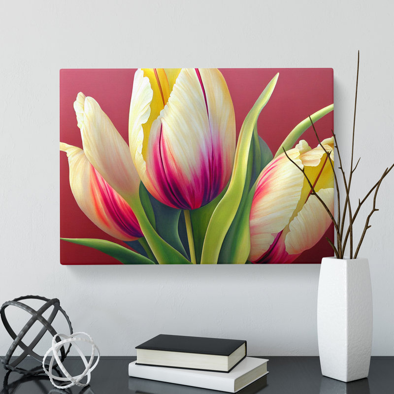 Dazzling Tulip Flowers - Wrapped Canvas Print, 35cm H x 50cm W x 3cm D