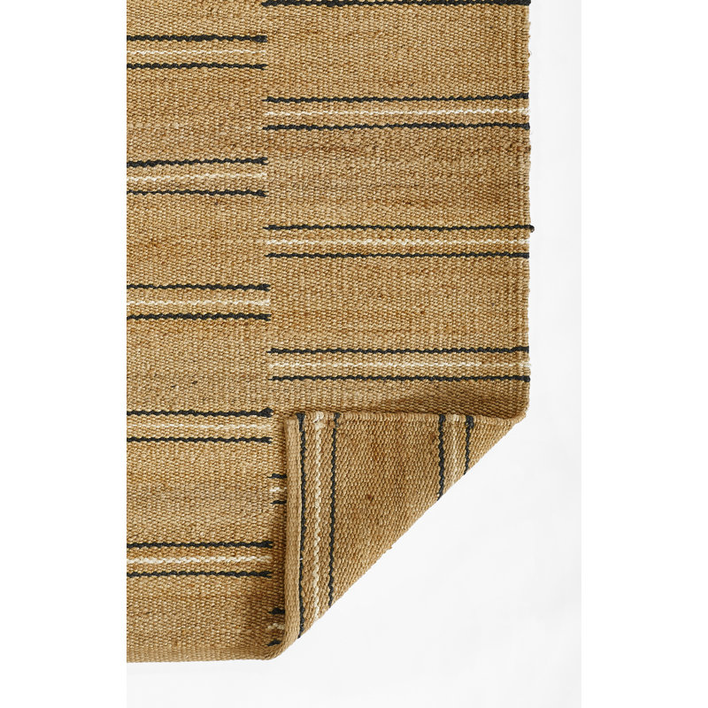 Handwoven Black Stripe Wool-Chenille 9' x 12' Area Rug
