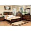 Grand lit moderne / noyer en bois massif avec design transitionnel de parquet