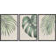 «Minimal Botanical Green Tropical Island Monstera Palm Tree Leaves», reproduction d'art sur toile 3 pièces-119398214-87392680-87392682