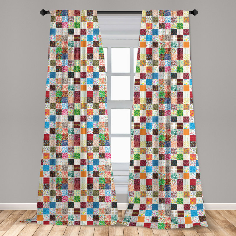 Patchwork Semi-Sheer Rod Pocket Sliding Panel, 28" x 63"