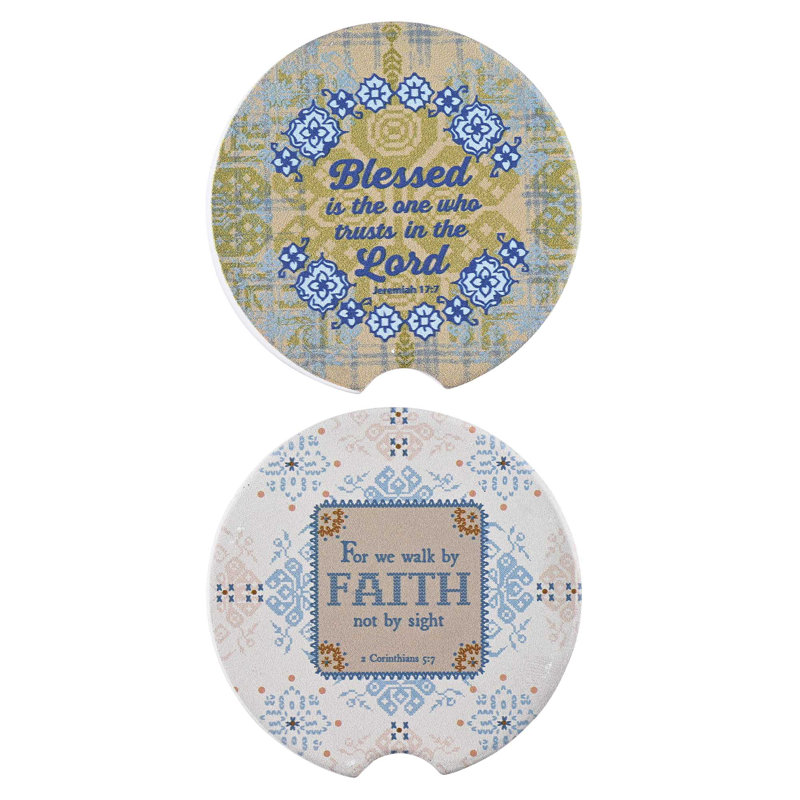 Car Coaster Faith / Blessed 2 Designs 2-Pk