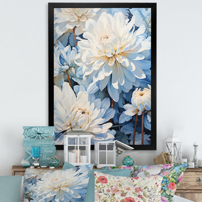 " Minimalism Blooming Mums In Blue And Whhite II "