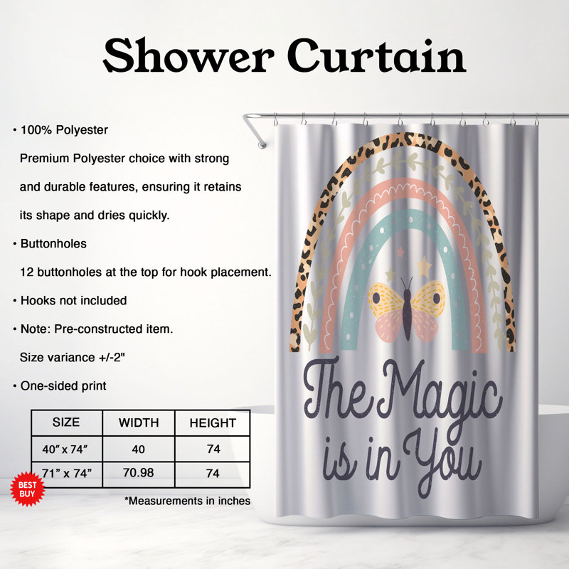 Earth Bliss - rideau de douche standard 1 pièce, H 74 po x l 71 po