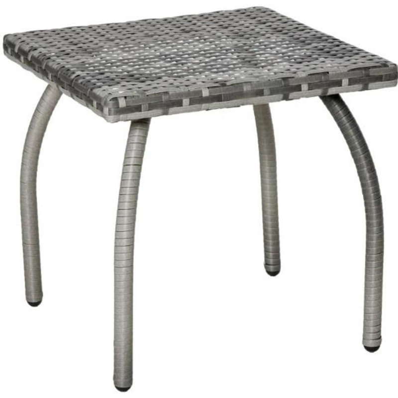 Petite table de bout carrée en rotin, table d'appoint en osier pour l'extérieur, table basse en matériau résistant aux intempéries pour le jardin, le balcon et la cour