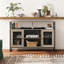 Meuble télé avec tablettes réglables et structure en métal Laly, meuble télé 50,4 po avec armoires de rangement, meuble télé moderne et industriel pour salon, chambre-63809762-234172504