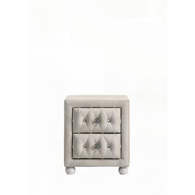 Table de chevet beige en tissu