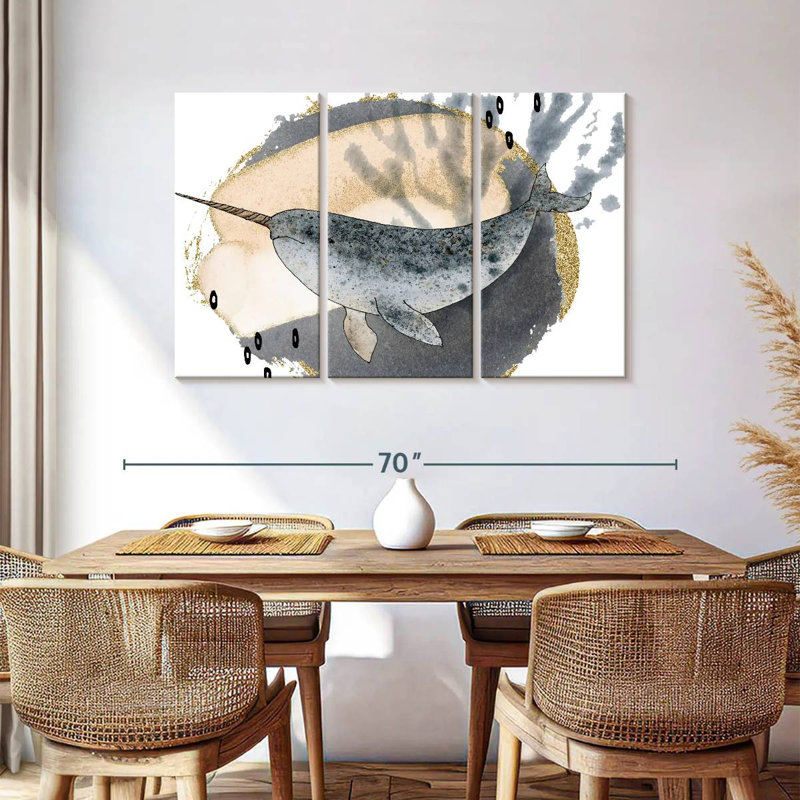Brampt Boho Style Narwhal, 36" H x 57" W