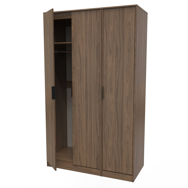 Fully Assembled Hong Kong 2 Door Wardrobe, 182.5cm H x 111cm W x 53cm D, Carini Walnut