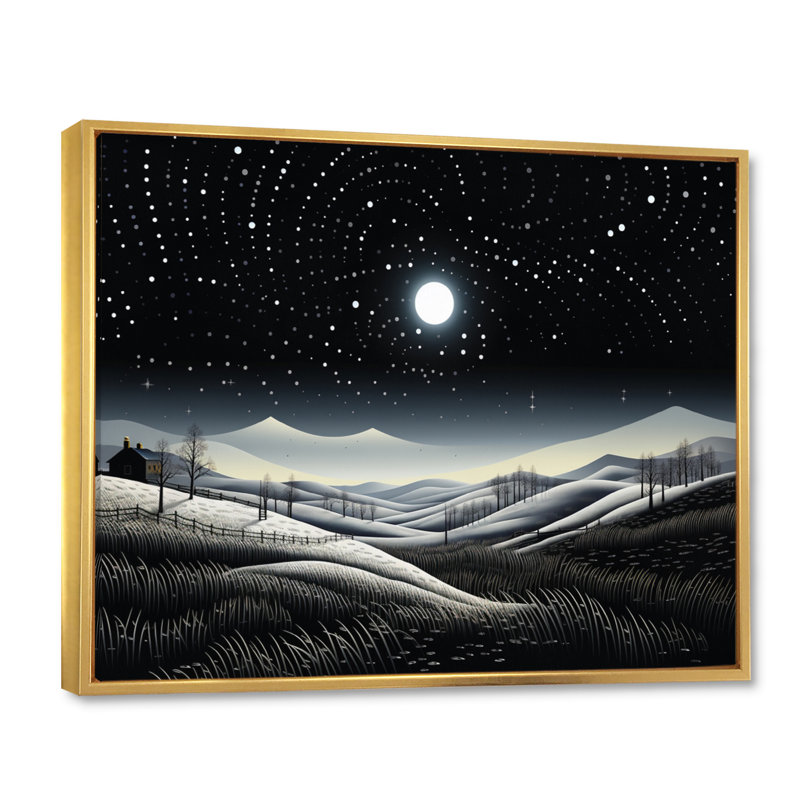 «Winter Farm», reproduction monochrome V, H 24 po x l 32 po x P 1 po, Cadre flottant doré