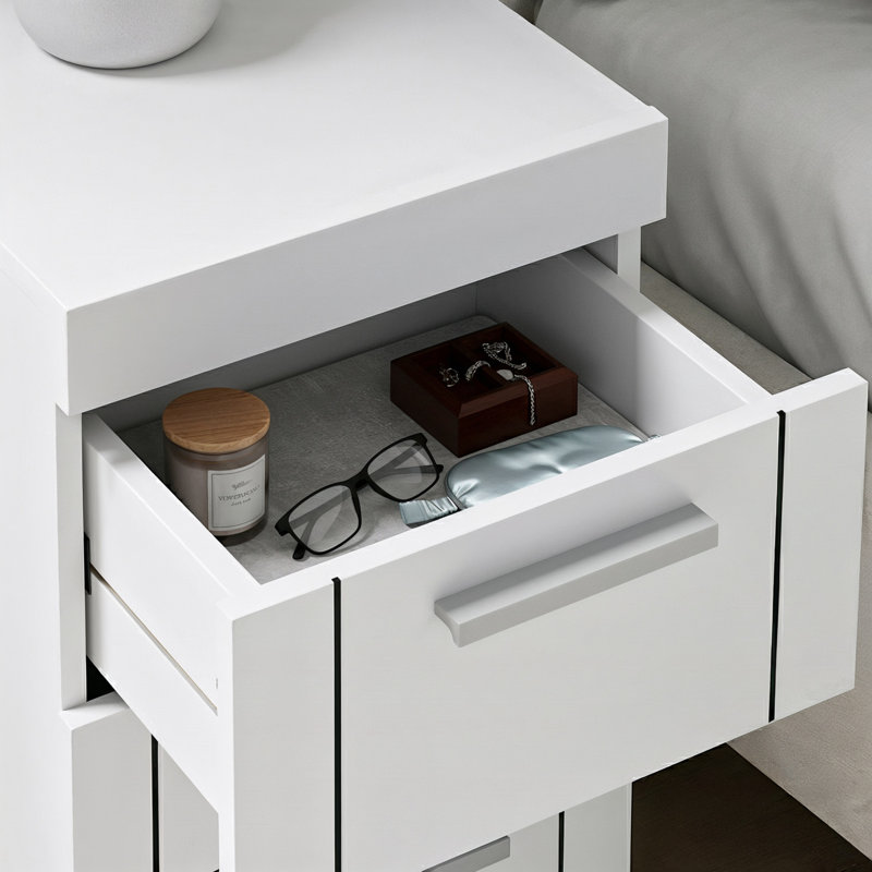Kimberley 3 Drawer Bedside Table, White
