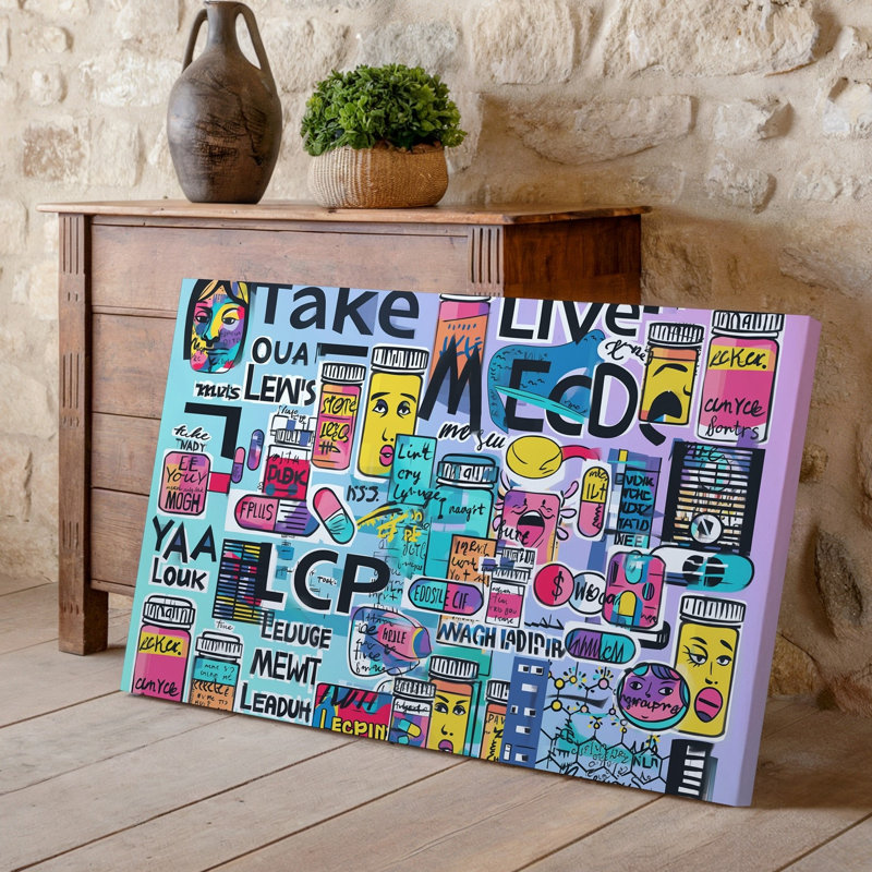Reproduction d'art sur toile, "Collage éclatant et éclectique" avec une variété d'art mural, H 18 po x l 24 po