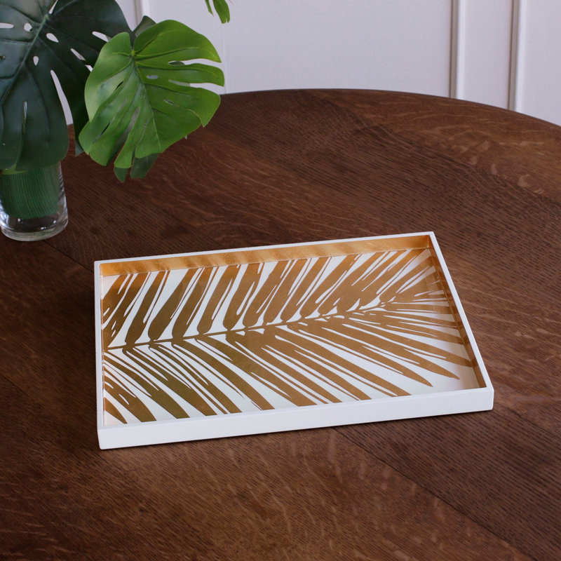 Plateau de palmier laqué Indochine, L 16 po x P 12,25 po x H 1 po