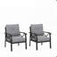 Ensemble de 2 fauteuils en métal toutes saisons, structure noire avec coussins gris-1860169146-1860169147